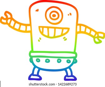 Regenbogengradientenzeichnung eines Cartoon-Roboters