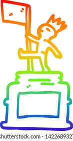 rainbow gradient line drawing of a cartoon monument statue