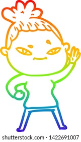 dibujo de una mujer de dibujos animados con gradiente de arco iris