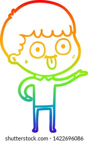 rainbow gradient line drawing of a cartoon man staring