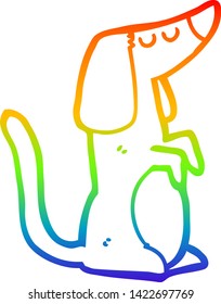 dibujo de línea de gradiente de arco iris de un perro caricaturista