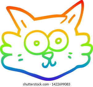 dibujo de una cara de gato de dibujos animados con gradiente de arco iris