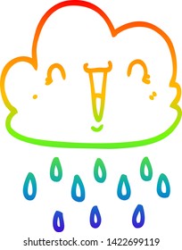 rainbow gradient line drawing of a cartoon storm cloud