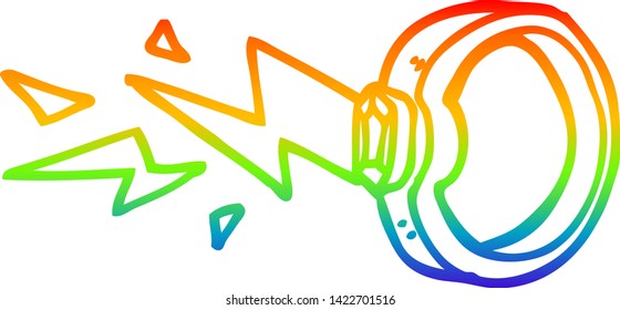 dibujo de la línea de gradiente de arco iris de un anillo de zapping de dibujos animados