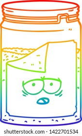 rainbow gradient line drawing of a cartoon glass jar