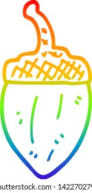 rainbow gradient line drawing of a cartoon acorn