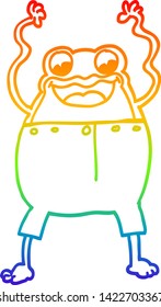 rainbow gradient line drawing of a cartoon frog