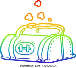 dibujo de la línea de gradiente del arco iris de una bolsa de gimnasio de dibujos animados