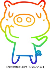 Regenbogengradientenzeichnung eines Schweines mit einem Cartoon-Gehalt