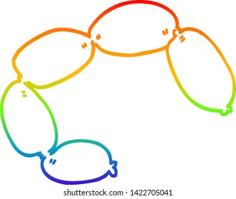 rainbow gradient line drawing of a cartoon sausages