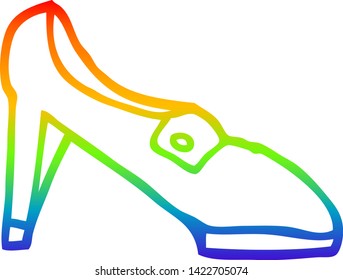 dibujo de línea de gradiente de arco iris de una zapata de dibujos animados