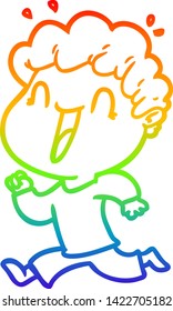 Regenbogen-Farbverlauf-Zeichnung eines Cartoons glücklichen Mann