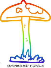 rainbow gradient line drawing of a cartoon mushroom