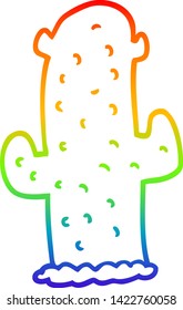 rainbow gradient line drawing of a cartoon cactus