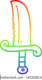 Regenbogen-Farbverlauf-Zeichnung eines Karikaturenschwertes