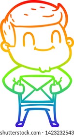Regenbogengradientenzeichnung eines Cartoon-freundlichen Mannes