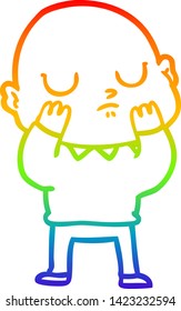 rainbow gradient line drawing of a cartoon bald man