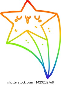 dibujo de línea de gradiente de arco iris de una estrella de tiro de caricatura