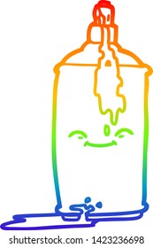 dibujo de línea de gradiente de arco iris de una pintura de aerosol de dibujos animados
