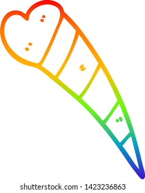 rainbow gradient line drawing of a cartoon shooting heart decorative element