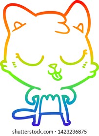 rainbow gradient line drawing of a cartoon cat