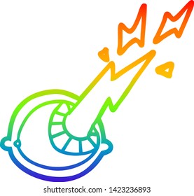 dibujo de una línea de gradiente arco iris de un globo ocular mágico espeluznante de dibujos animados