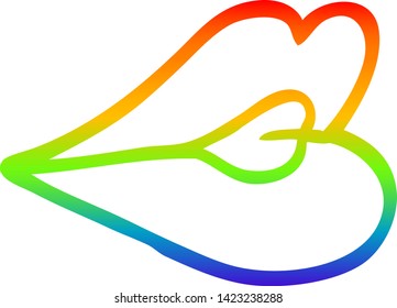 dibujo de línea de gradiente de arcoiris de los labios de pupitación de dibujos animados