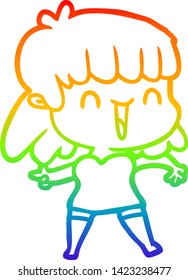 rainbow gradient line drawing of a cartoon woman