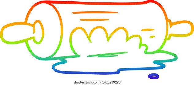 dibujo de línea de gradiente de arco iris de un pin rodante de dibujos animados