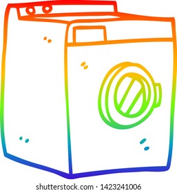 rainbow gradient line drawing of a cartoon washing machine