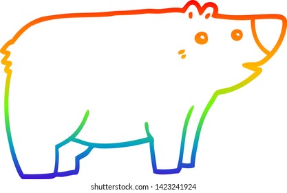rainbow gradient line drawing of a cartoon bear