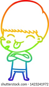 rainbow gradient line drawing of a cartoon rude man