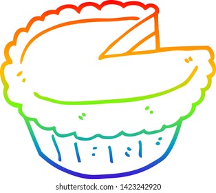 rainbow gradient line drawing of a cartoon pie