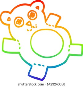 rainbow gradient line drawing of a cartoon teddy bear
