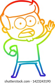 dibujo de una línea de gradiente de arco iris de un hombre impactado