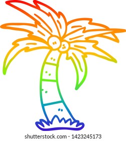 dibujo de la línea de gradiente del arco iris de una palmera de caricatura