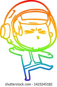 dibujo de una línea de gradiente de arco iris de un astronauta estresado