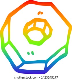 dibujo de línea de gradiente de arco iris de una tuerca de dibujo