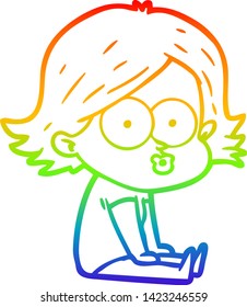 dibujo de una niña de dibujos animados con gradiente de color arcoiris