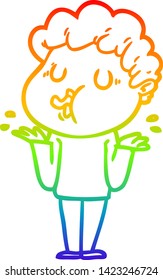 rainbow gradient line drawing of a cartoon man singing