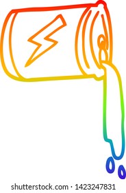 rainbow gradient line drawing of a cartoon pouring soda can