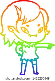 dibujo de una chica vampiro amigable con dibujos de gradiente de arco iris