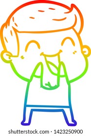 rainbow gradient line drawing of a cartoon man laughing