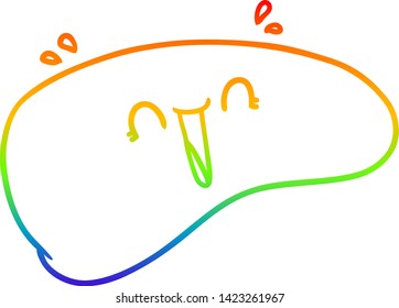 rainbow gradient line drawing of a cartoon healthy liver