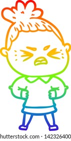 dibujo de la línea de gradiente del arco iris de una mujer enojada