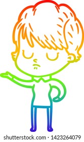 dibujo de una mujer de dibujos animados con gradiente de arco iris