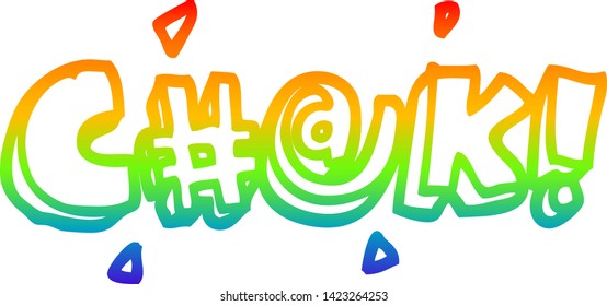 Regenbogen-Farbverlauf-Zeichnung eines Cartoon-Swear-Worts