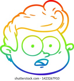 rainbow gradient line drawing of a cartoon male face