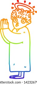 rainbow gradient line drawing of a cartoon angel