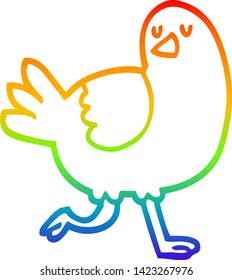 rainbow gradient line drawing of a cartoon bird running